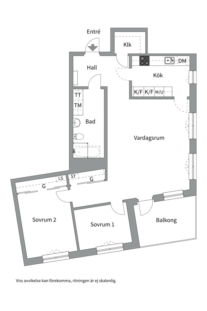 Planlösning från Sjöviksvägen 87, 1 tr, Såld i Liljeholmen - Liljeholmskajen, Stockholm