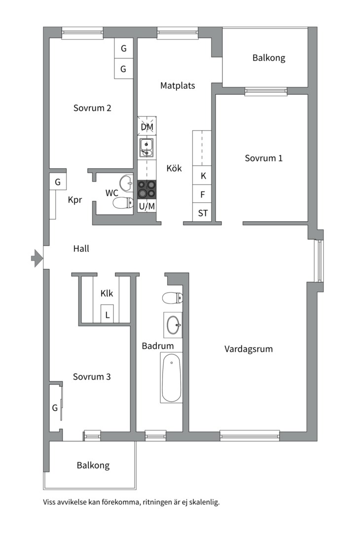 Planlösning från Sturegatan 17B, Såld i Luthagen, Uppsala