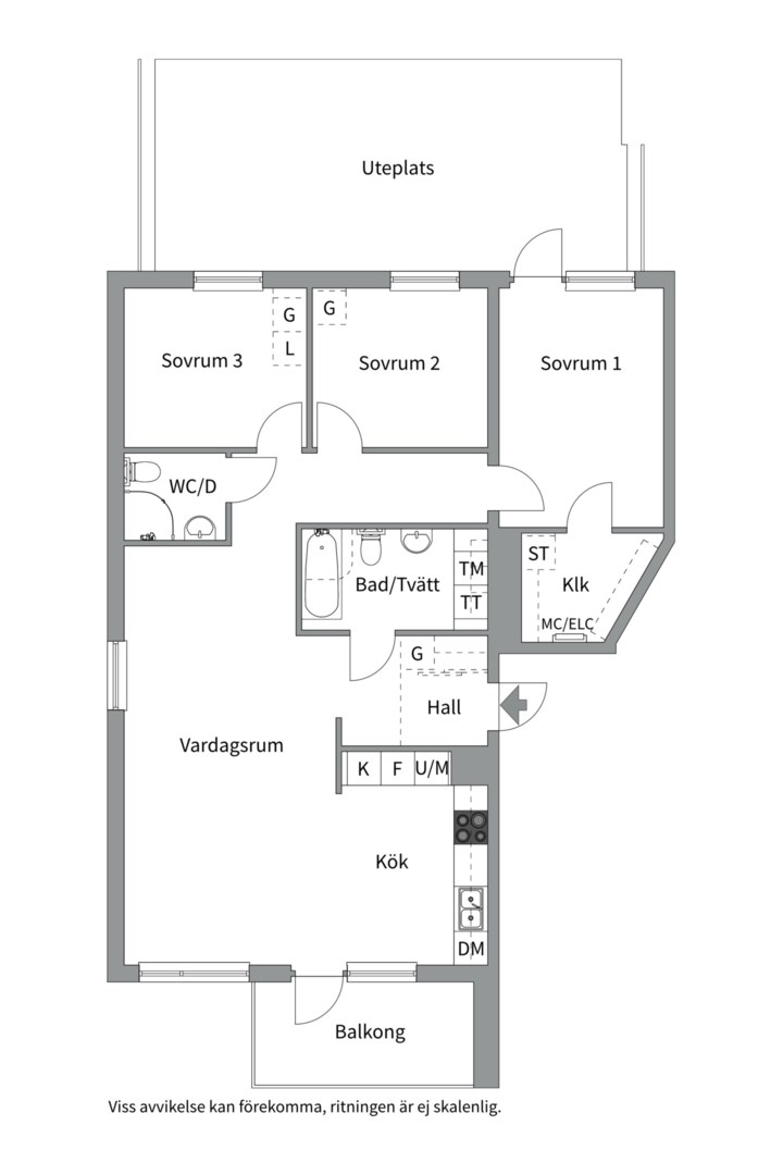 Planlösning från Portalgatan 66, Såld i Kapellgärdet, Uppsala