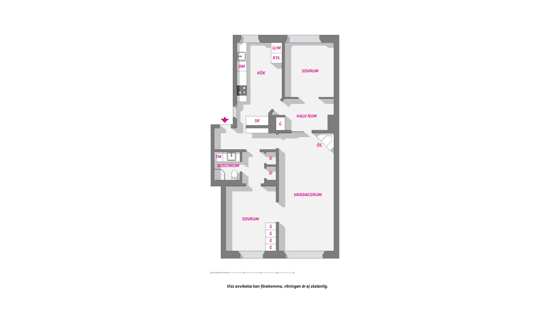 Planlösning från Åsgränd 4 A, Såld i Öfre Slotts, Uppsala