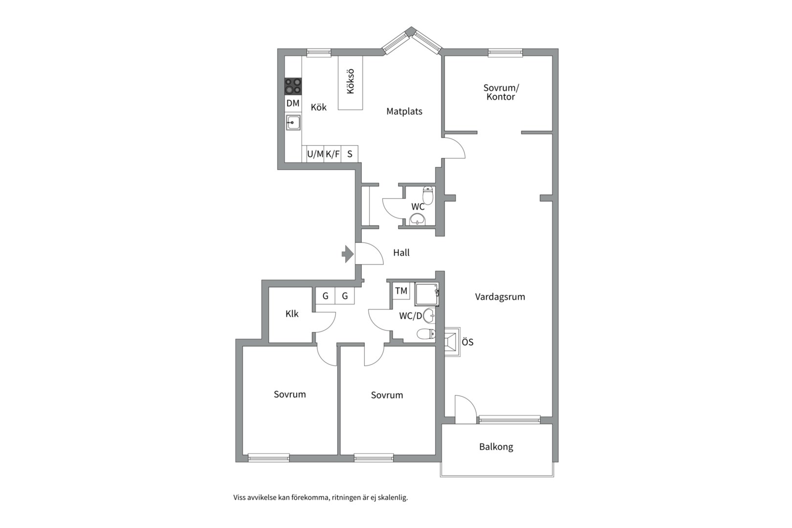 Planlösning från Luthagsesplanaden 15 D, Såld i Luthagen, Uppsala