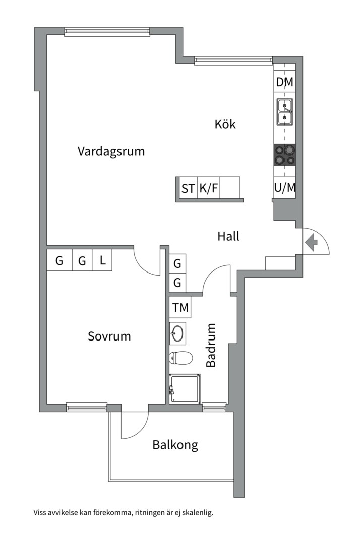 Planlösning från Vattholmavägen 4 D, Såld i Kapellgärdet, Uppsala