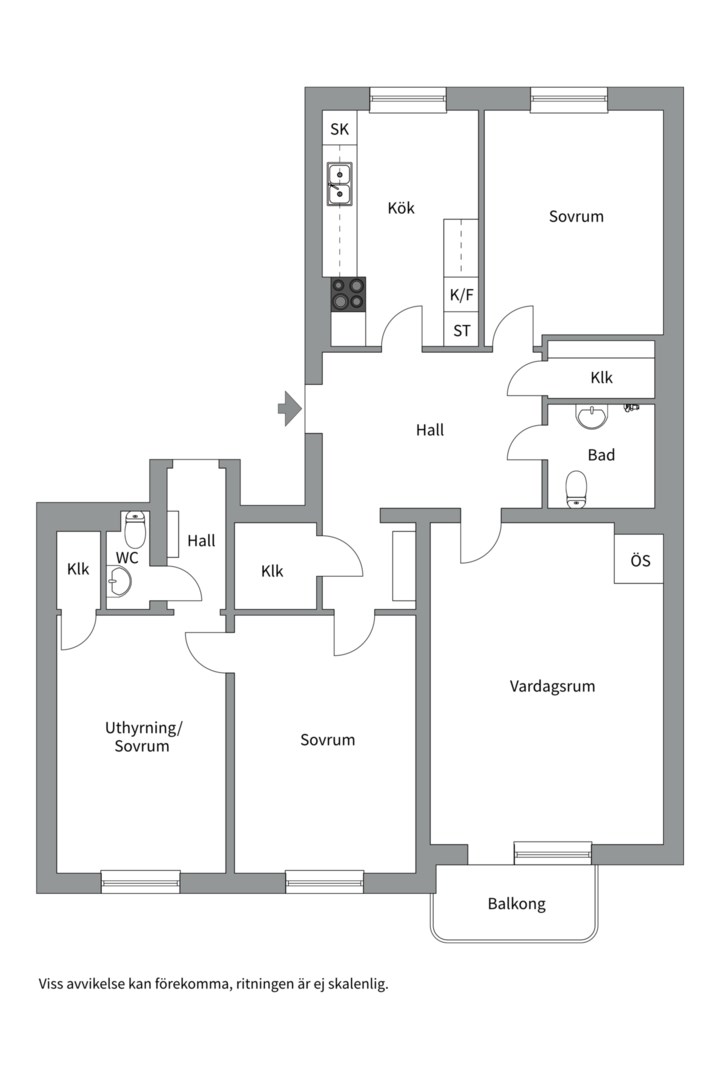 Planlösning från Sysslomansgatan 32A, Såld i Luthagen, Uppsala