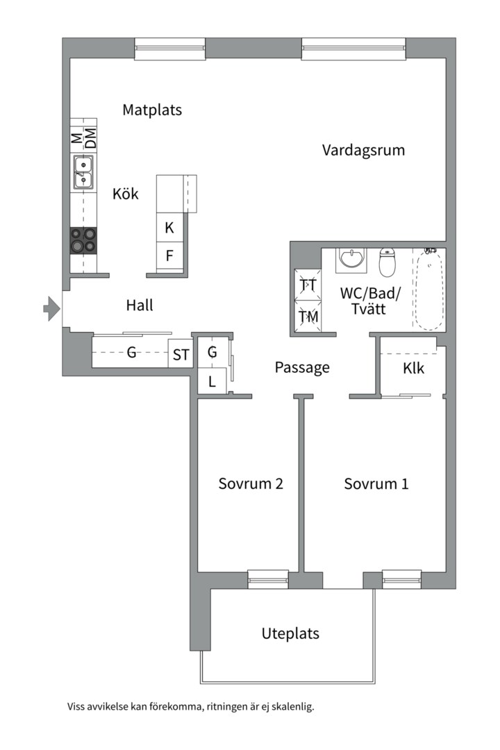 Planlösning från Pelargatan 12, Kommande i Luthagen, Uppsala