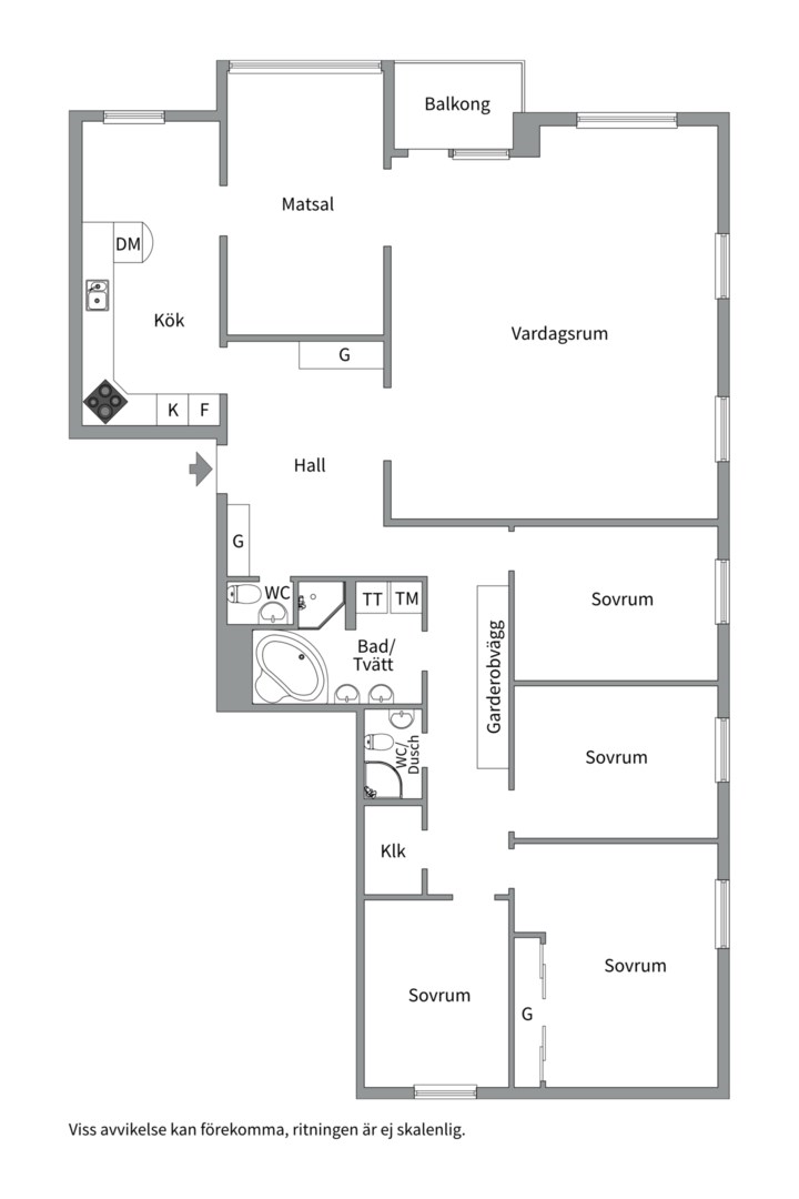 Planlösning från Luthagsesplanaden 12 B, Såld i Luthagen, Uppsala