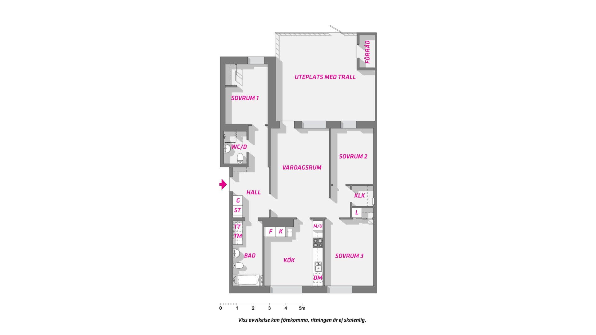 Planlösning från Pålgatan 12, Såld i Luthagen, Uppsala