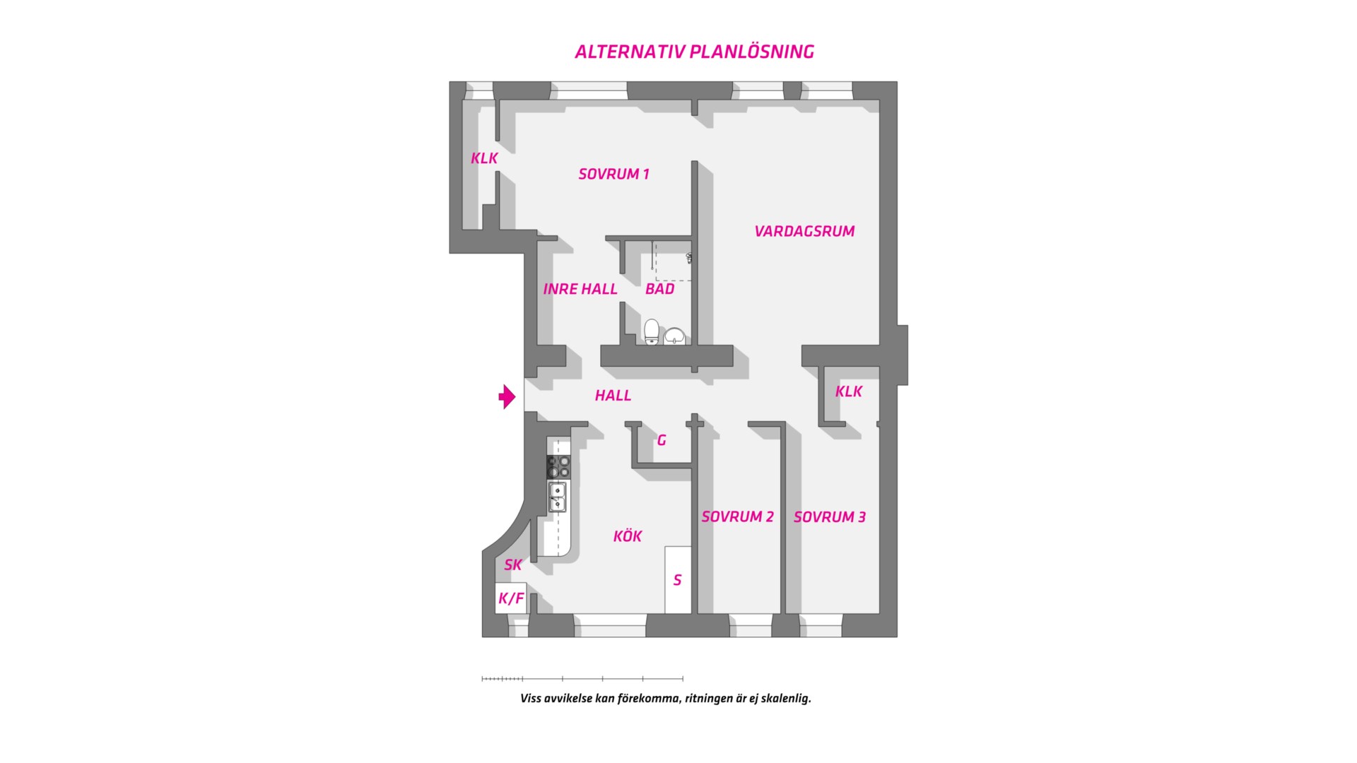 Planlösning från Frodegatan 5 B, Såld i Fålhagen, Uppsala