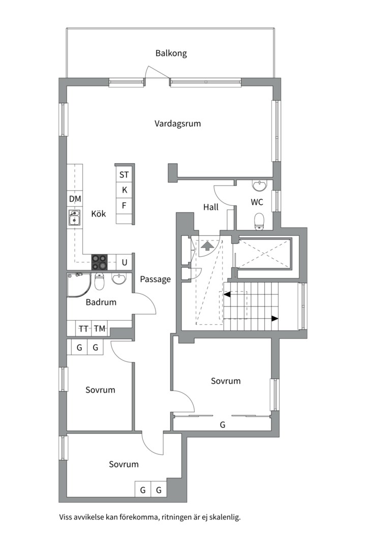 Planlösning från Råbyvägen 48, Såld i Kapellgärdet, Uppsala