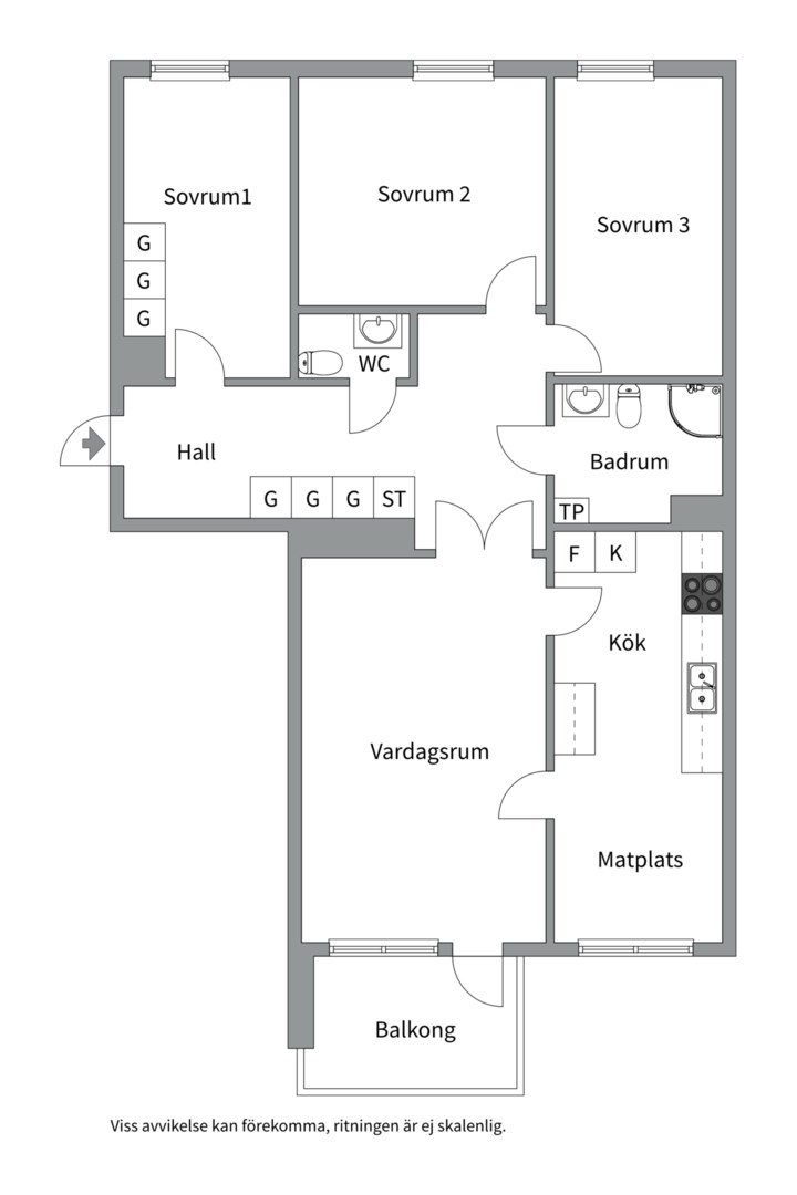 Planlösning från Storgatan 18A, Såld i Höganäs, Uppsala