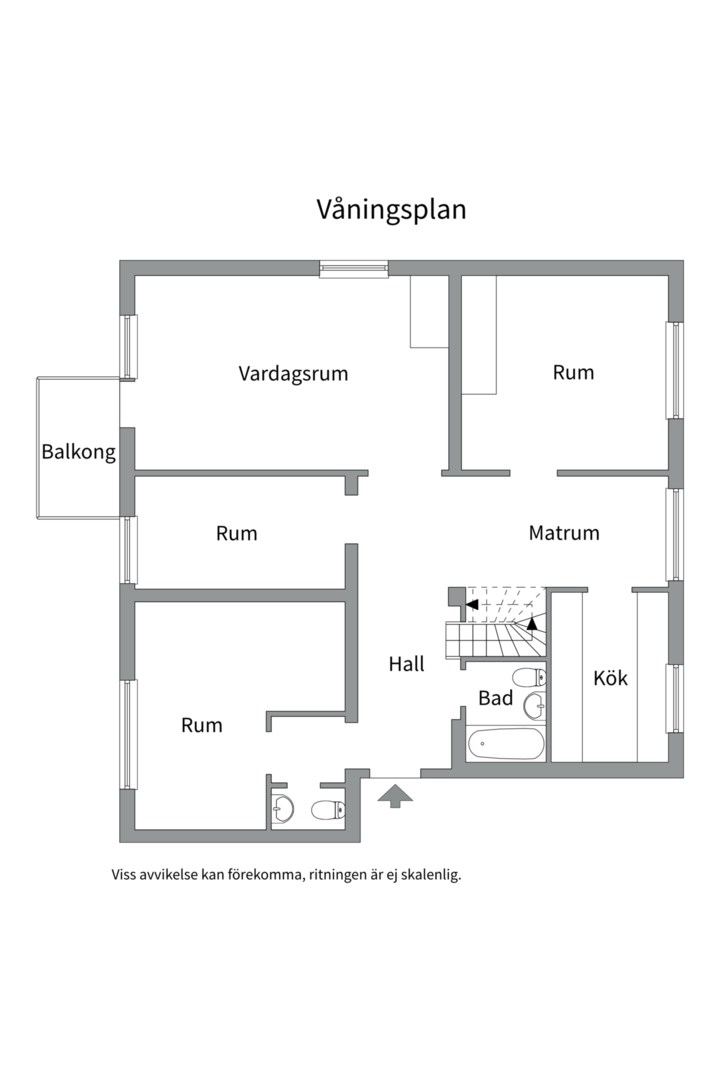 Planlösning från Oxelgatan 21, Såld i Fålhagen, Uppsala