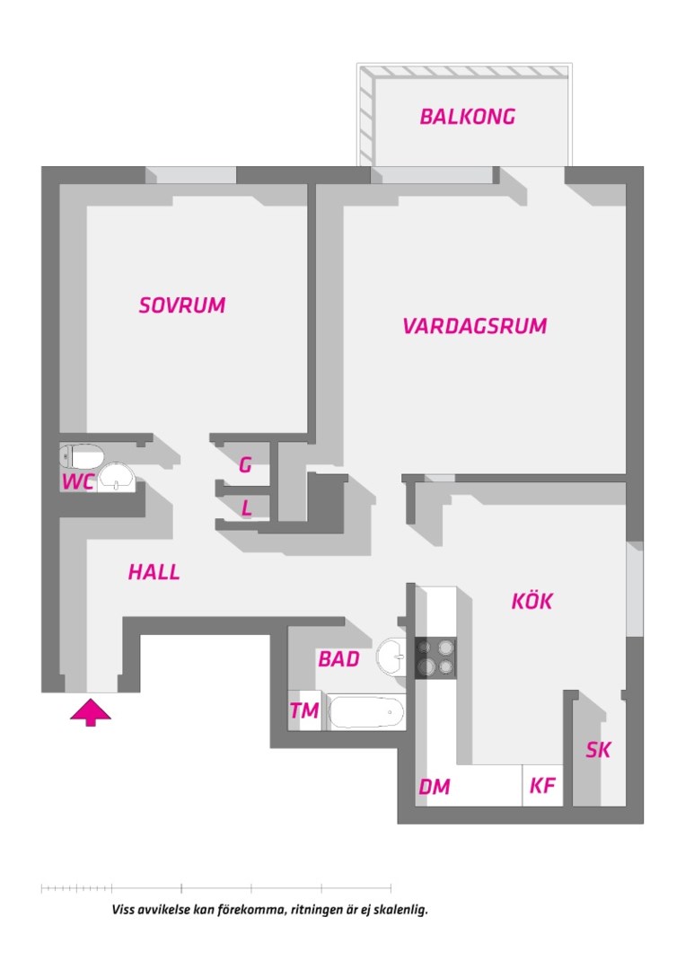 Planlösning från Gluntens gränd 4 B, Såld i Luthagen, Uppsala
