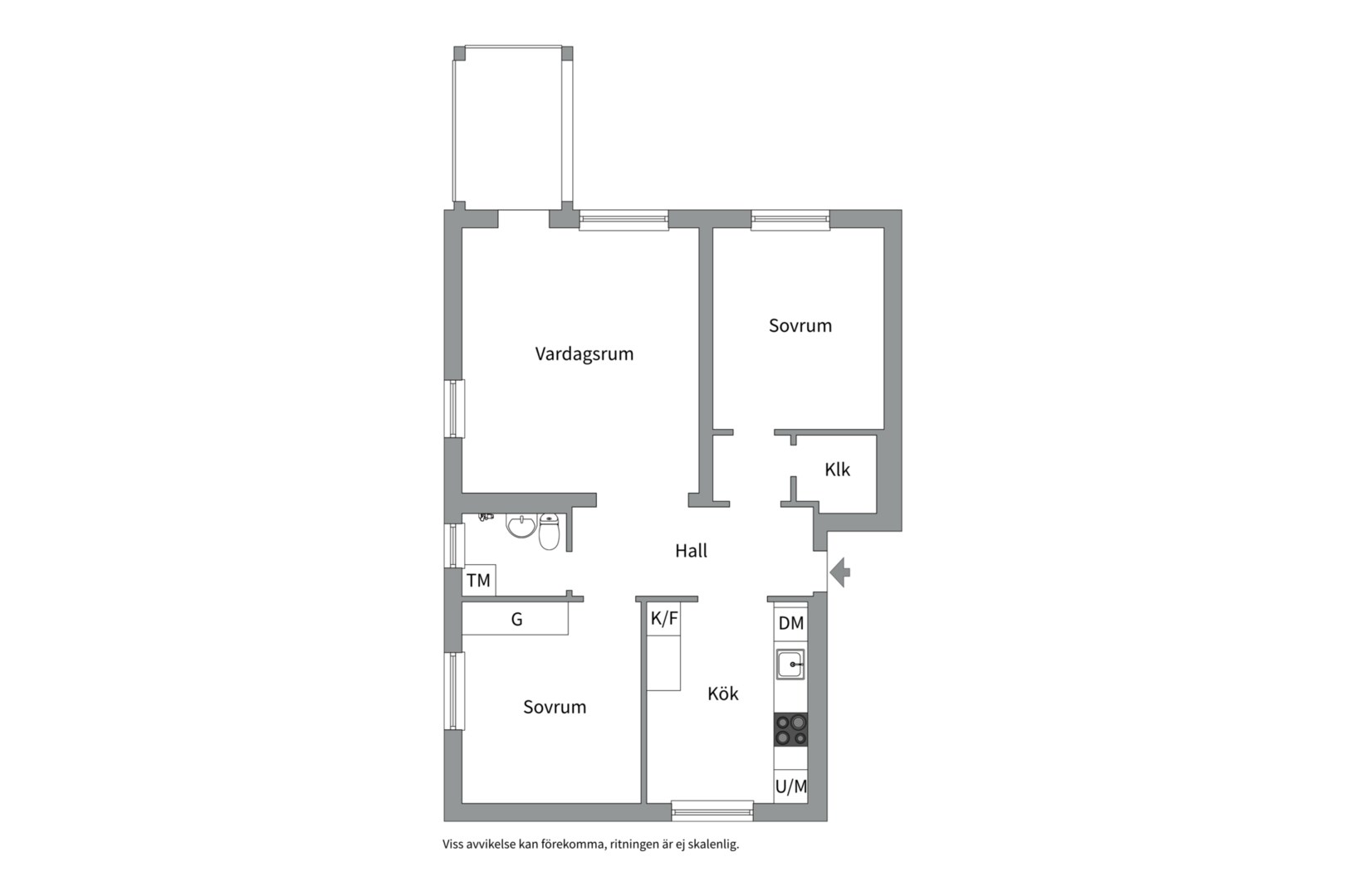 Planlösning från Ringgatan 41D, Såld i Luthagen, Uppsala