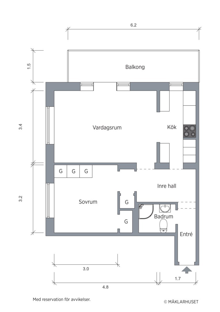 Planlösning från Baltzar von platens gata 7C, 1,5tr, Såld i Kungsholmen - Norr Mälarstrand, Stockholm