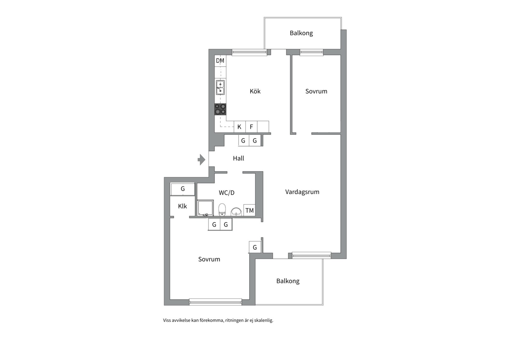 Planlösning från Kapellgatan 3, Såld i Kapellgärdet, Uppsala
