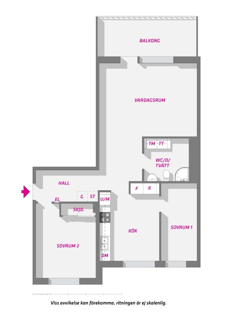Planlösning från Portalgatan 105, Såld i Kapellgärdet, Uppsala