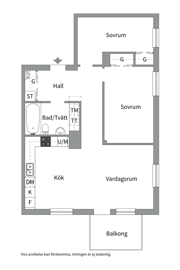 Planlösning från Gimogatan 13 E, Kommande i Luthagen, Uppsala