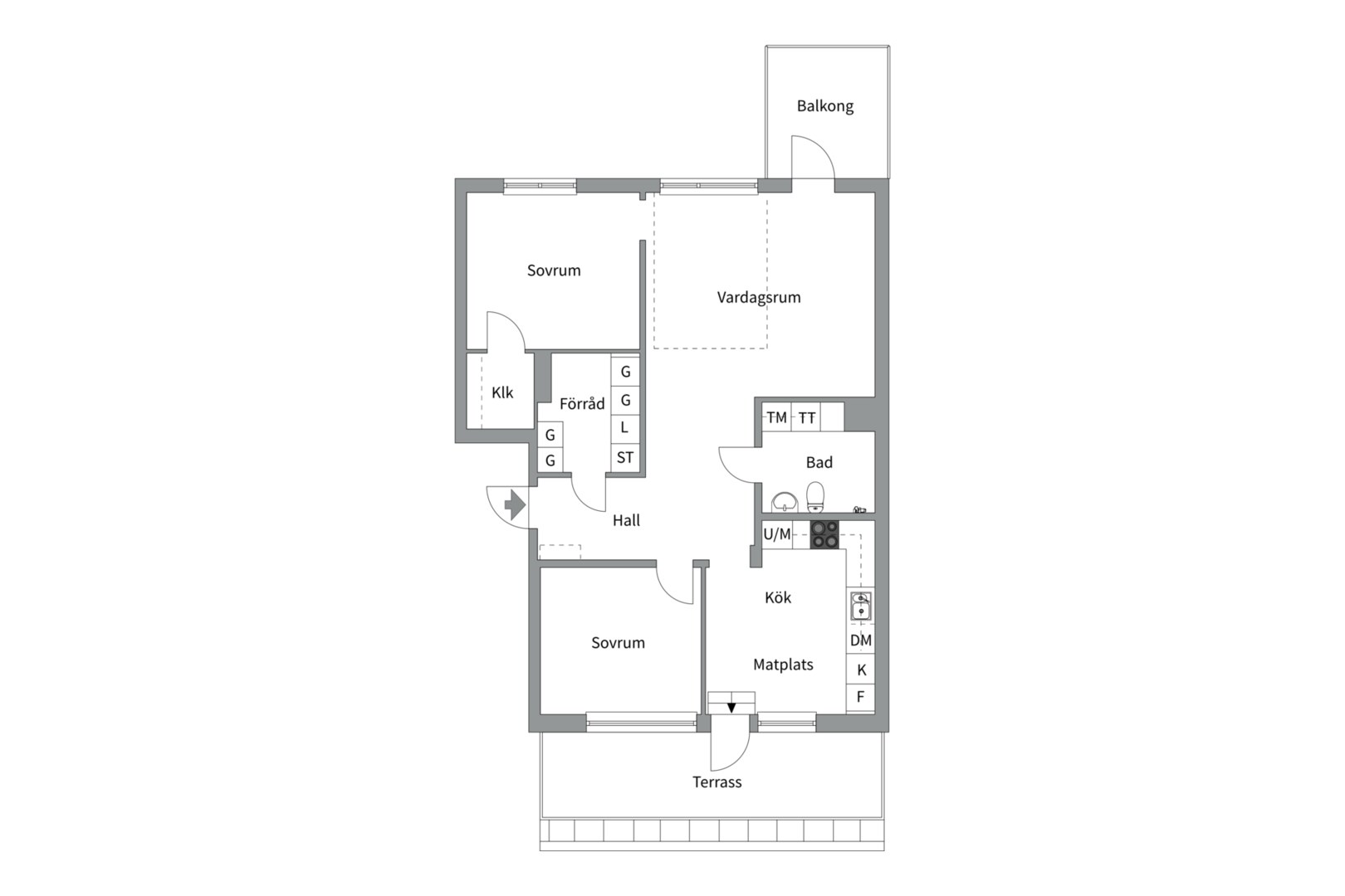Planlösning från Kungsängsgatan 57H, Såld i Kungsängen, Uppsala