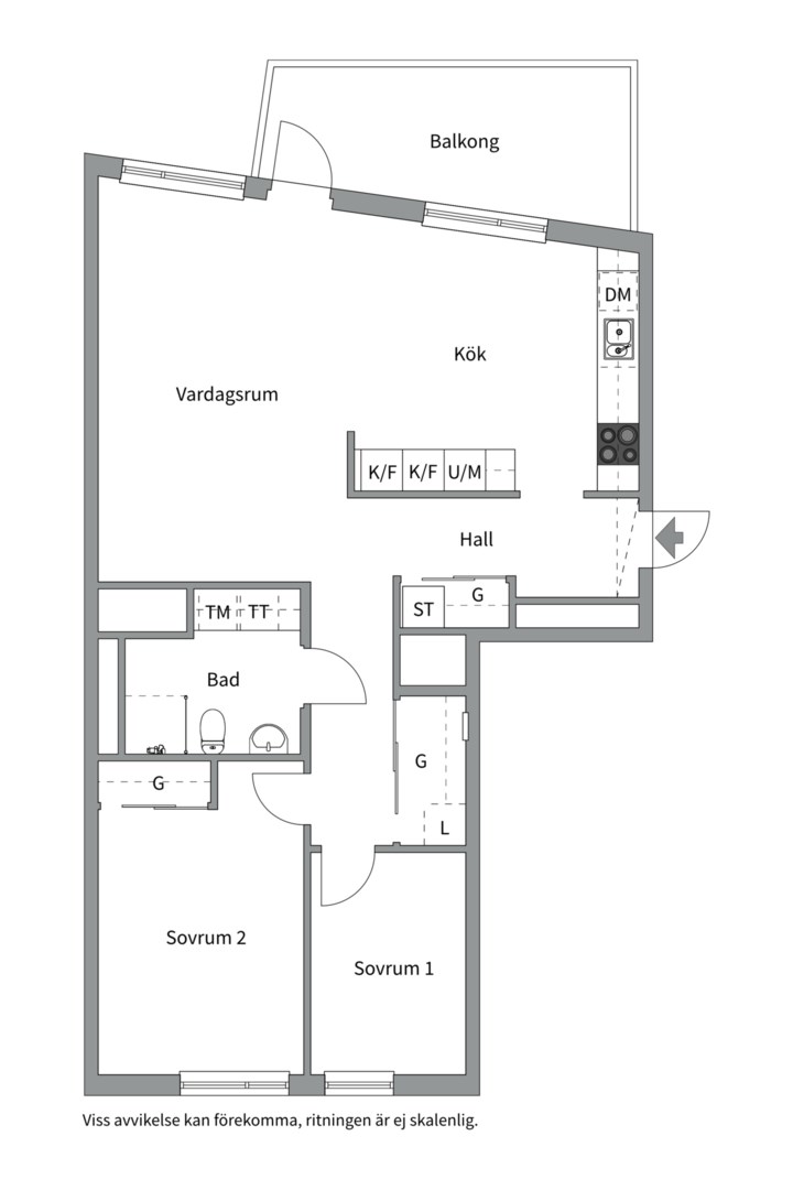 Planlösning från Ljusbärargatan 13, Såld i Kapellgärdet, Uppsala