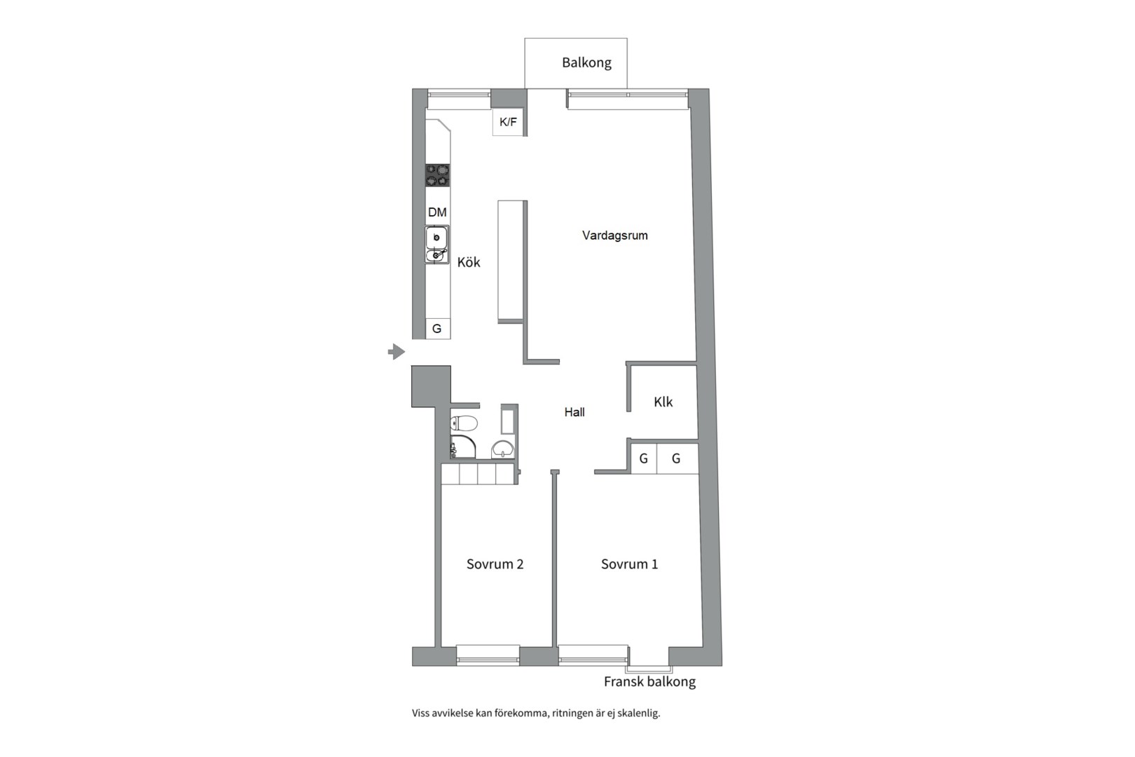 Planlösning från Drottninggatan 6B, Såld i Centrum, Uppsala