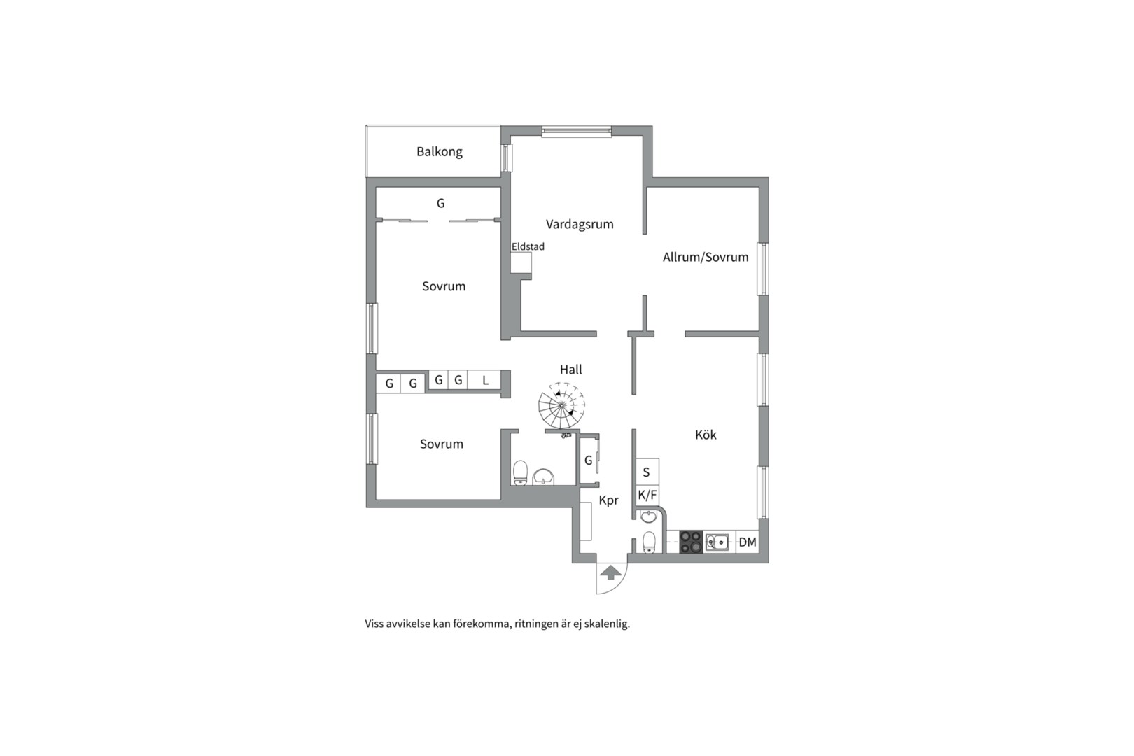 Planlösning från Linnégatan 7A, Såld i Centrum, Uppsala