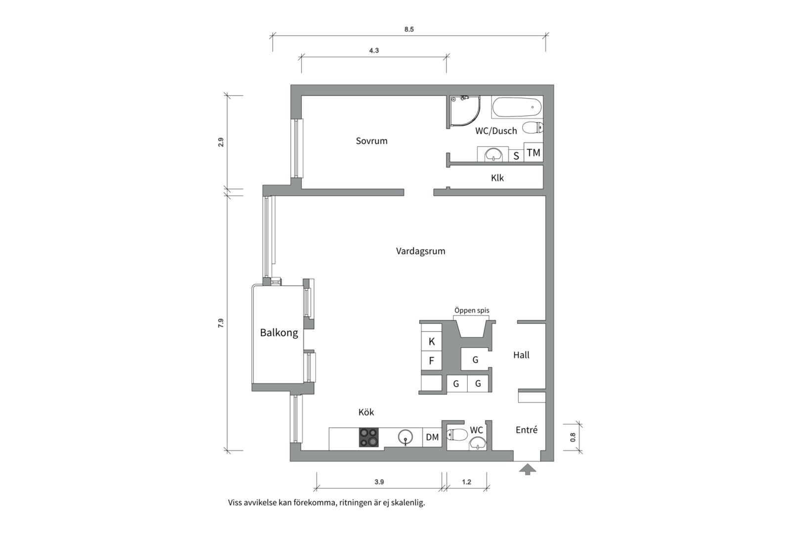 Planlösning från Norr mälarstrand 96, 5 tr, Såld i Kungsholmen - Norr Mälarstrand, Stockholm