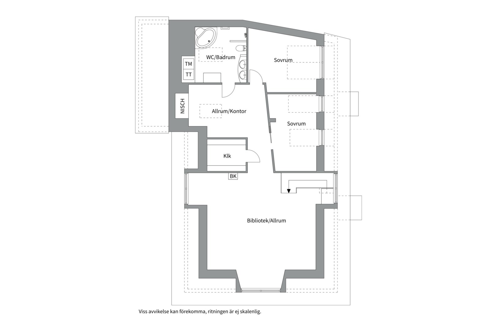 Planlösning från S:t Johannesgatan 7 B, Såld i Främre Luthagen, Uppsala
