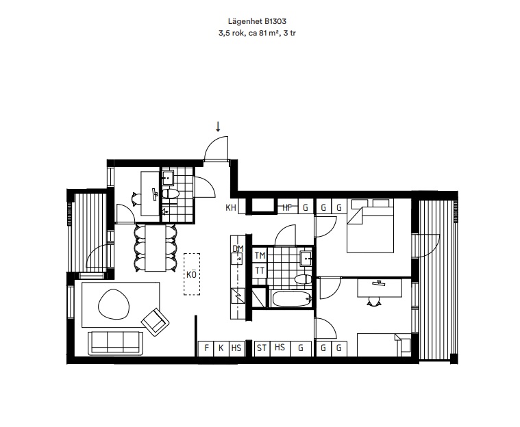 Planlösning från Torgny Segerstedts allé 89, Såld i Rosendal, Uppsala