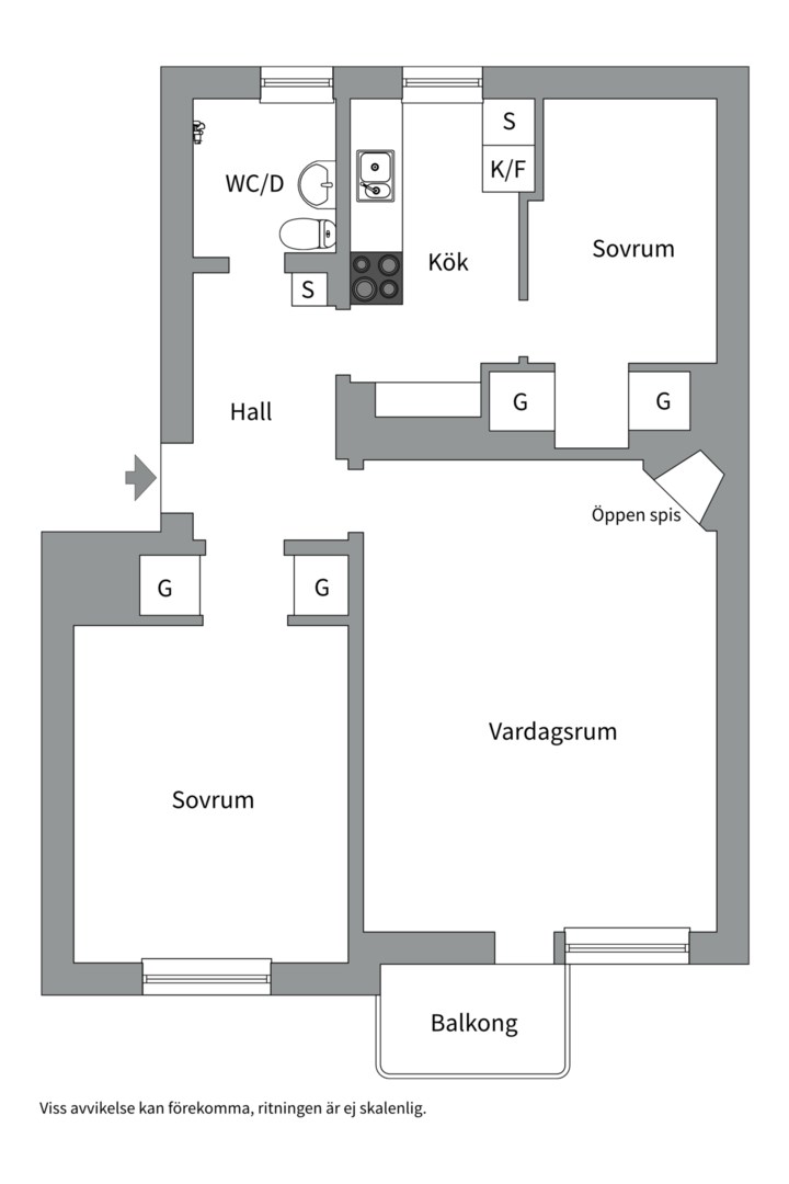 Planlösning från Artillerigatan 6A, Såld i Kåbo, Uppsala