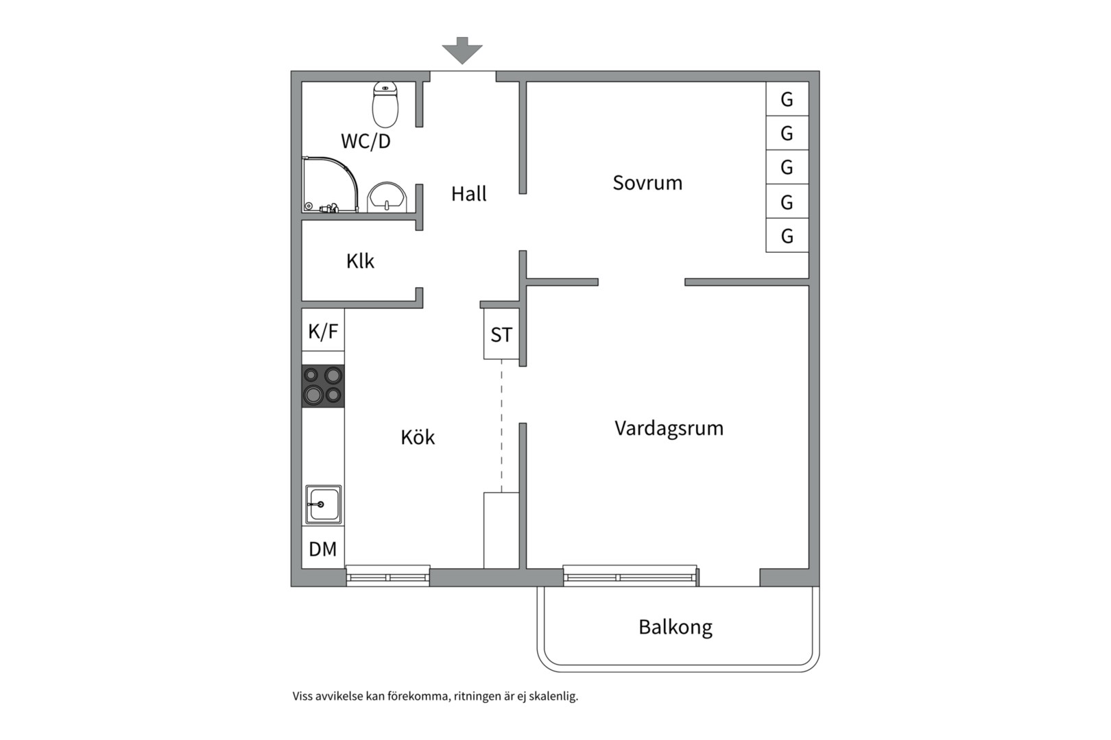 Planlösning från Börjegatan 3 B, Såld i Främre Luthagen, Uppsala