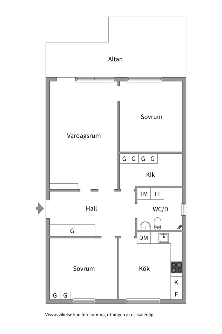 Planlösning från Kummingatan 50 C, Såld i Årsta, Uppsala