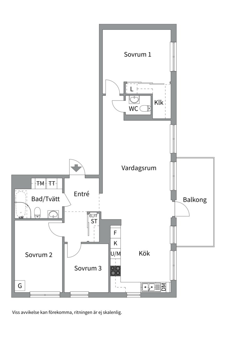 Planlösning från Margit Sahlins gata 1, Till salu i Kapellgärdet, Uppsala
