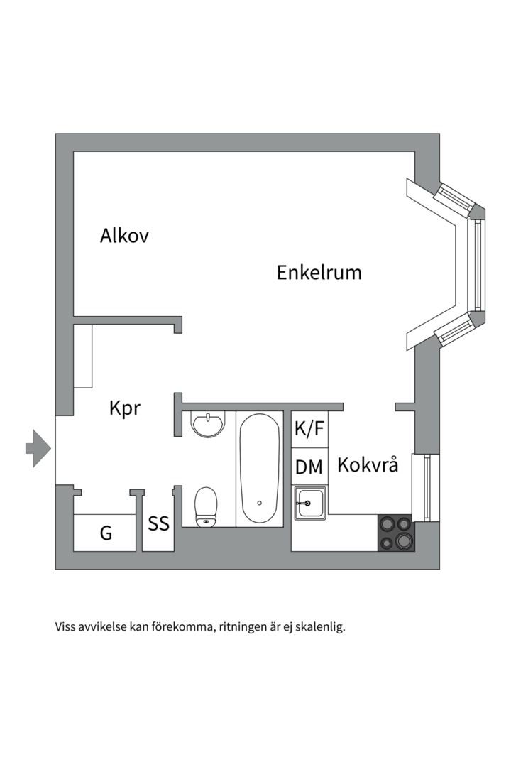 Planlösning från Götgatan 10 B, Såld i Främre Luthagen, Uppsala