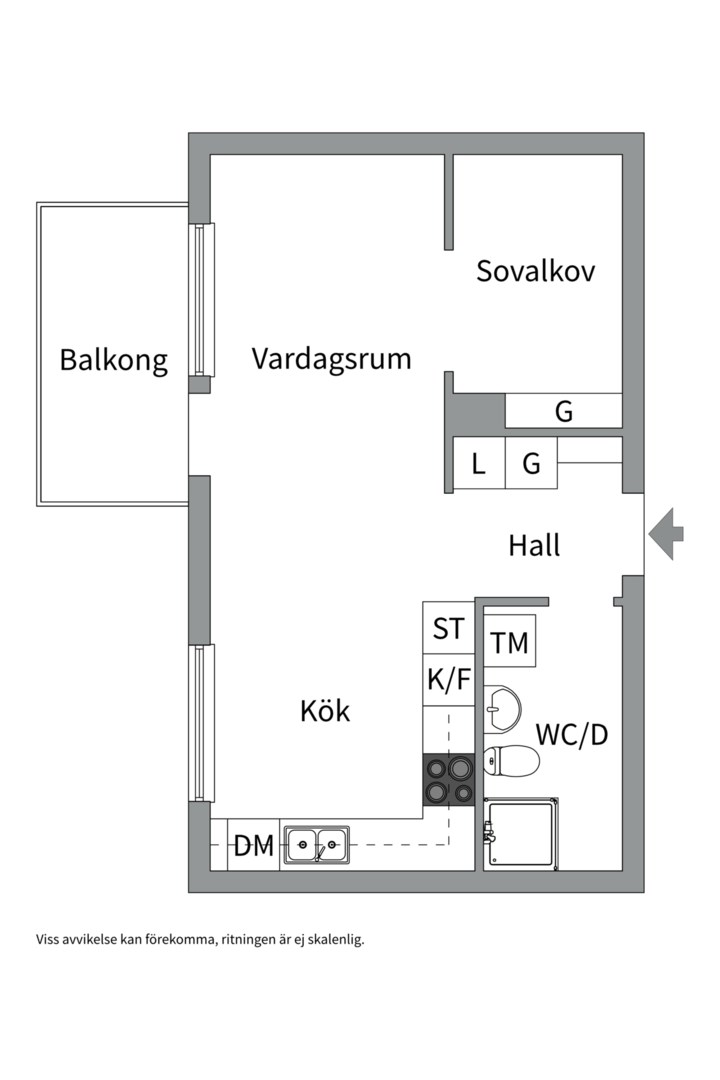 Planlösning från Portalgatan 4A, Till salu i Kapellgärdet, Uppsala