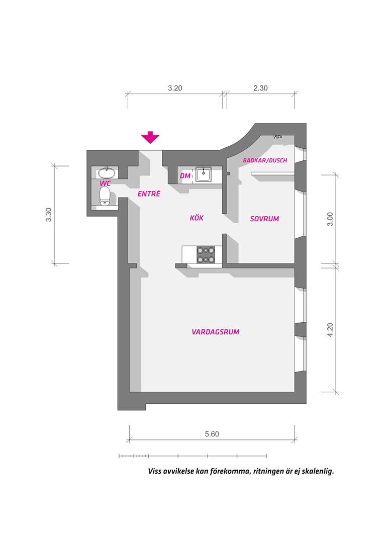 Planlösning från Frodegatan 5 G, Såld i Fålhagen, Uppsala