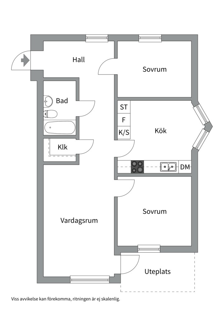 Planlösning från Otto Myrbergs väg 51A, Såld i Rickomberga, Uppsala