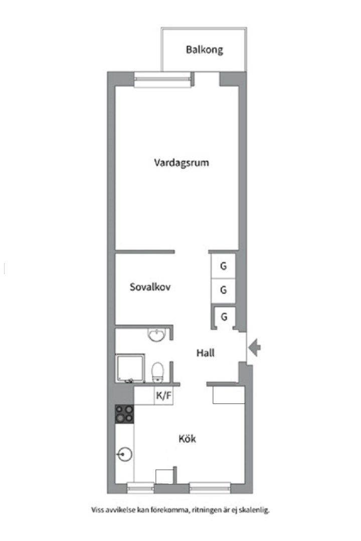 Planlösning från Geijersgatan 25D, Såld i Luthagen, Uppsala