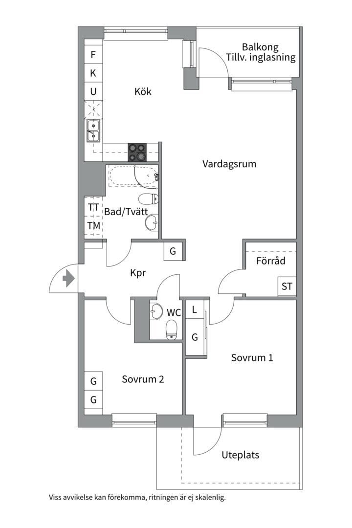 Planlösning från Solskensgatan 21, Såld i Gränby, Uppsala