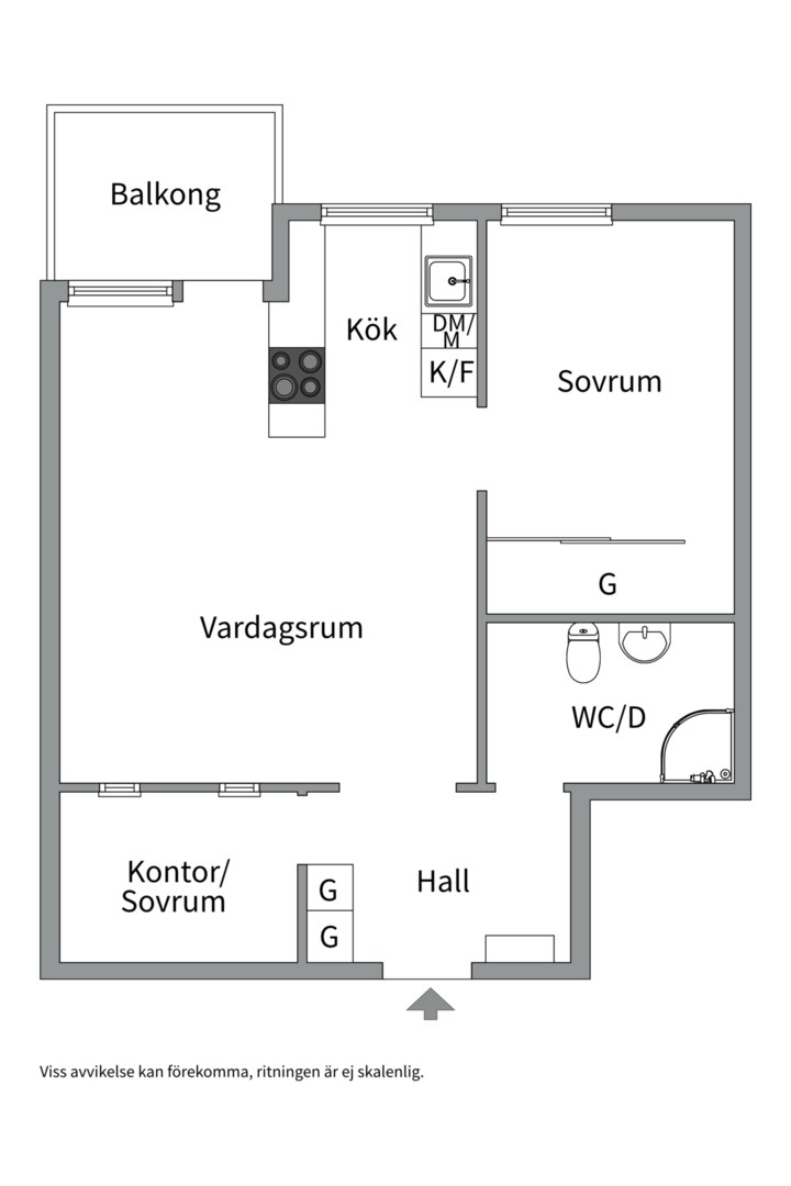 Planlösning från Fredsgatan 3, Såld i Främre Luthagen, Uppsala