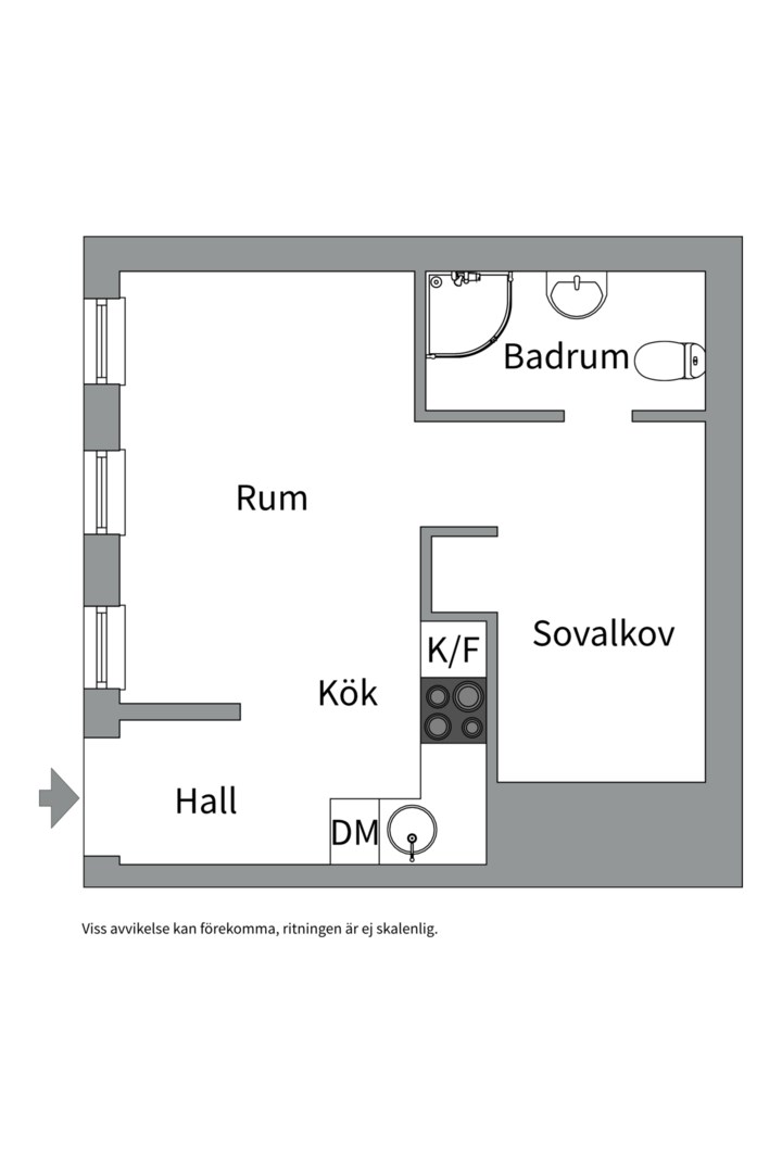 Planlösning från Svartbäcksgatan 21 F, Såld i Centrum, Uppsala