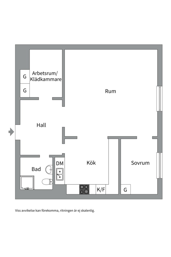 Planlösning från Salagatan 42B, Såld i Fålhagen, Uppsala