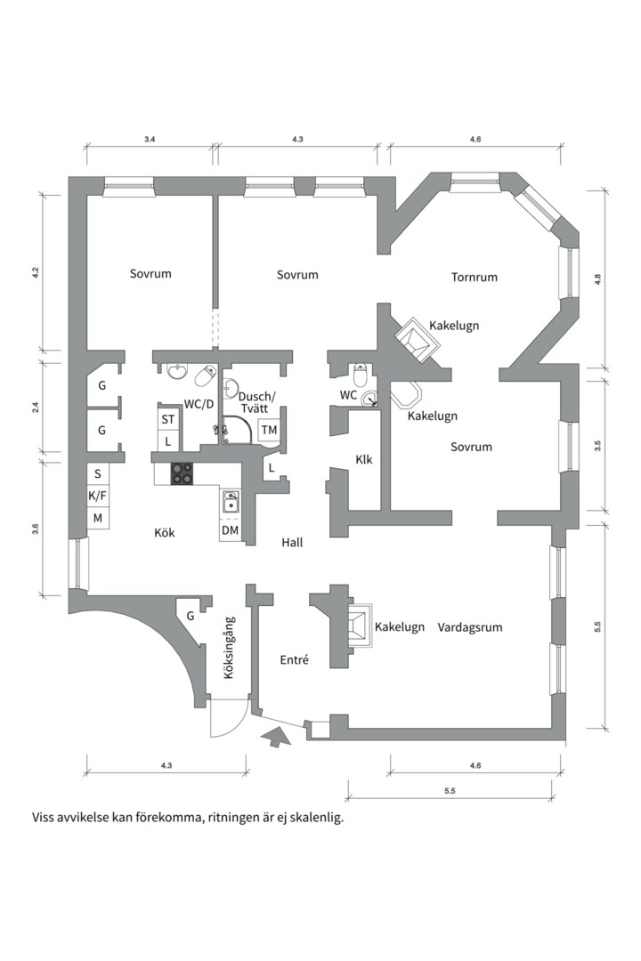 Planlösning från Kungsgatan 37B, Såld i Centrum, Uppsala