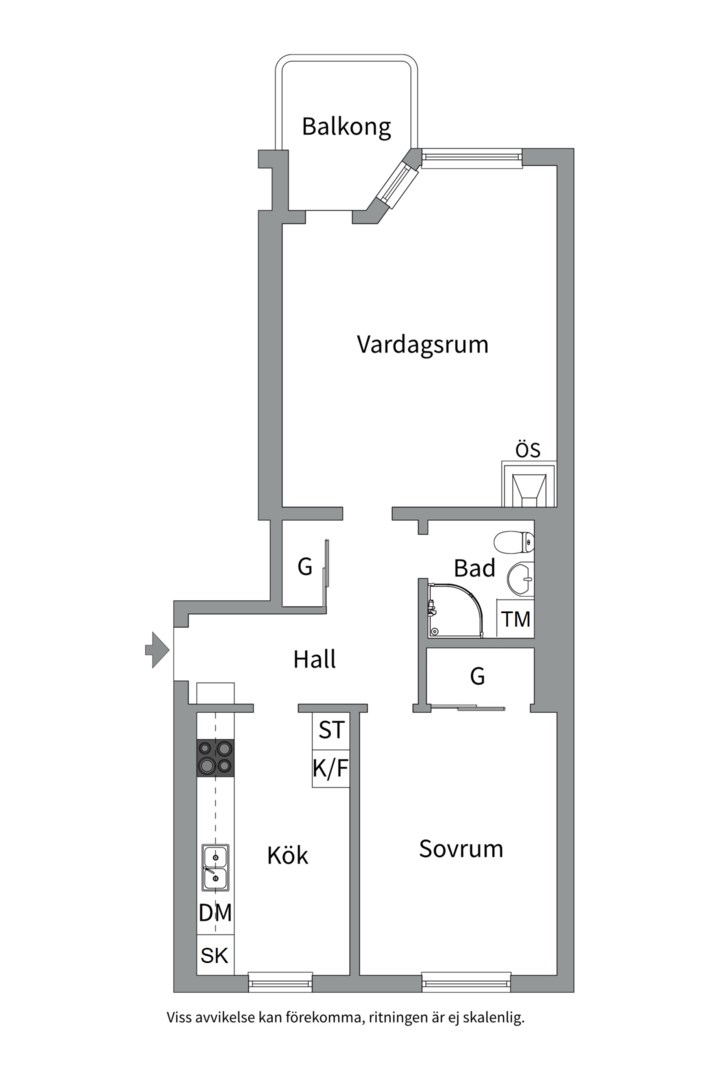 Planlösning från Götgatan 14A, Såld i Främre Luthagen, Uppsala