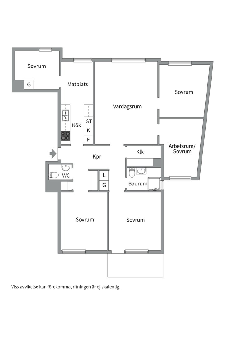 Planlösning från Österängsgatan 12 B, Kommande i Fålhagen, Uppsala