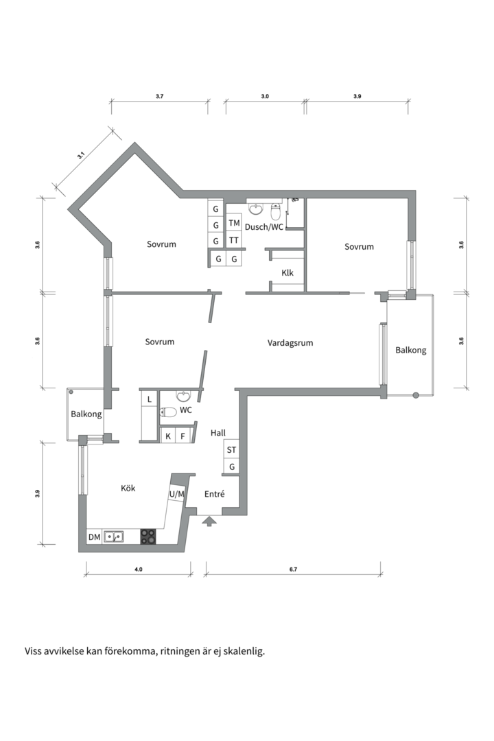 Planlösning från Gustaf Kjellbergs väg 32, Såld i Ulleråker, Uppsala