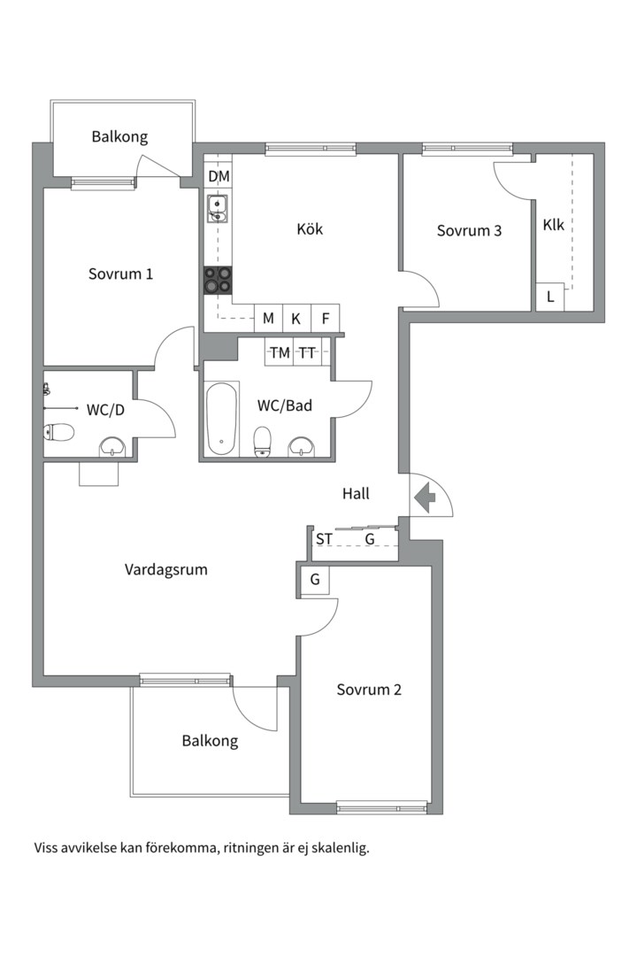 Planlösning från Portalgatan 4A, Såld i Kapellgärdet, Uppsala