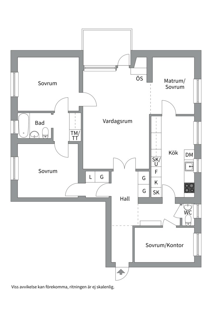 Planlösning från Tegnérgatan 36C, Såld i Luthagen, Uppsala