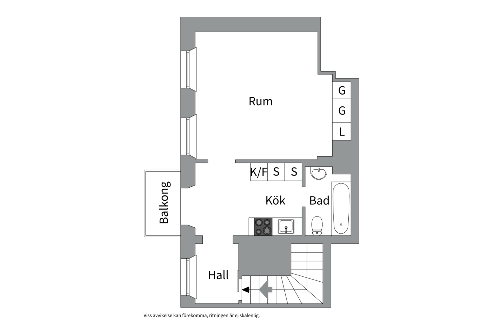 Planlösning från Västra ågatan 22, Kommande i Centrum, Uppsala