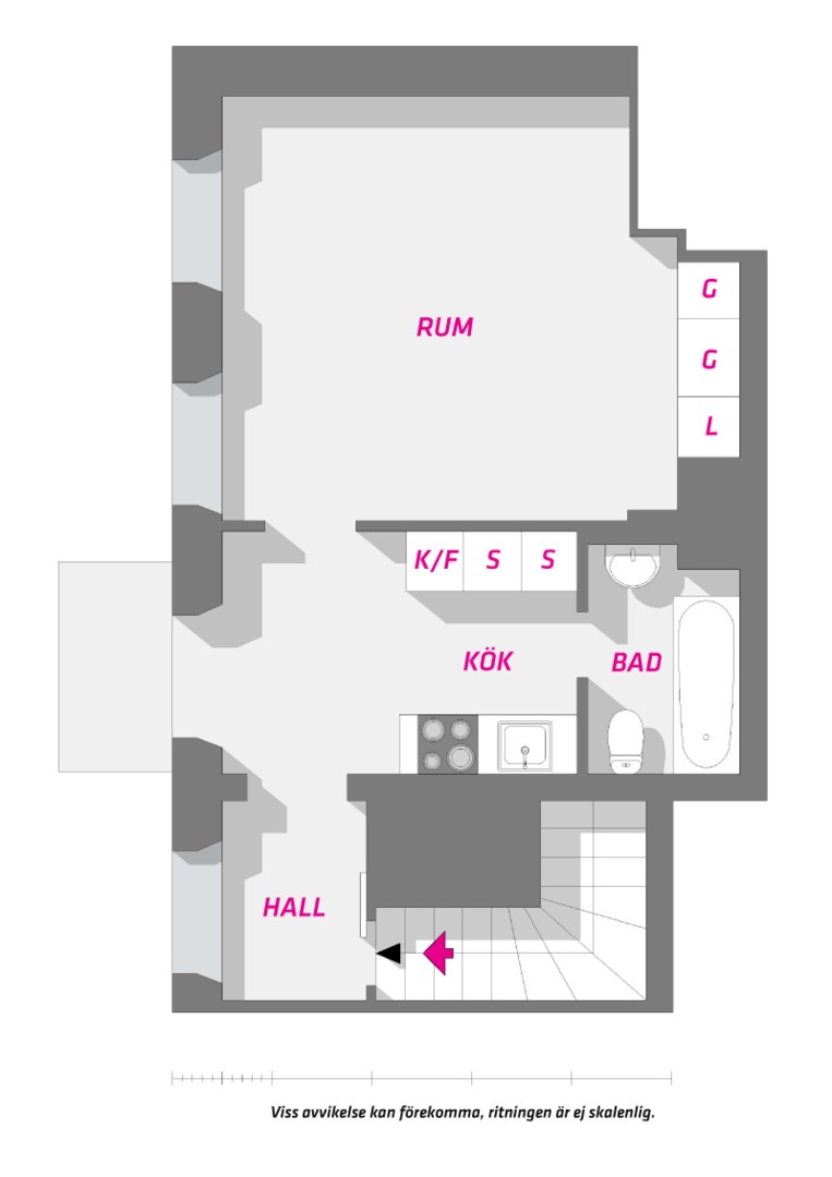 Planlösning från Västra ågatan 22, Kommande i Centrum, Uppsala