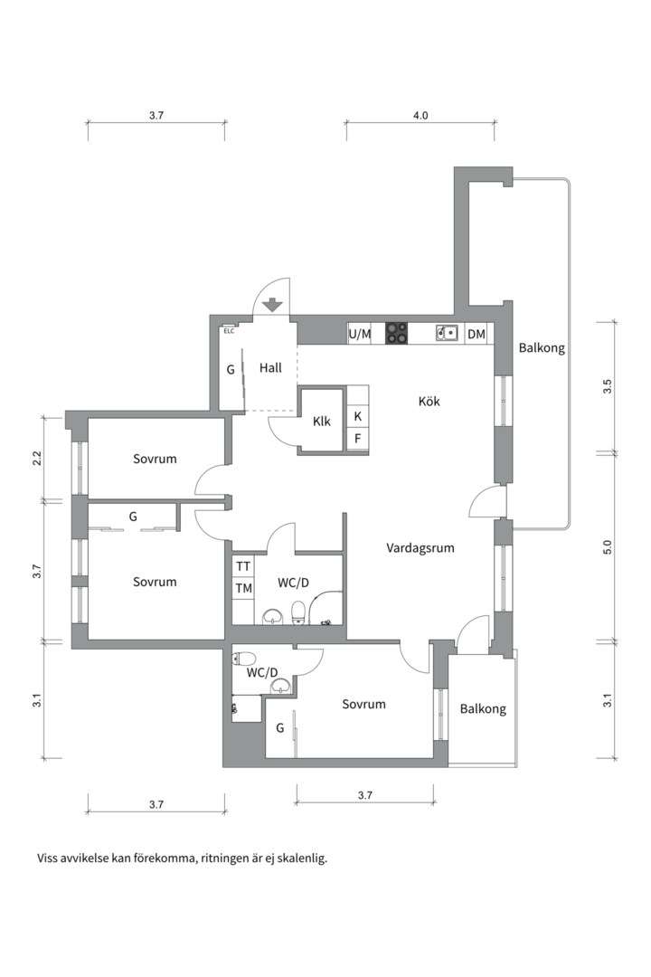 Planlösning från Östra Ågatan 105, Såld i Kungsängen, Uppsala