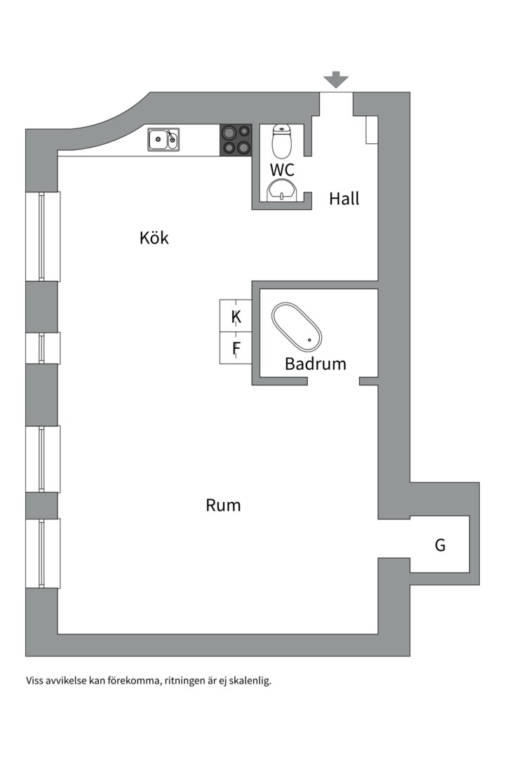 Planlösning från Frodegatan 10 C, Såld i Fålhagen, Uppsala